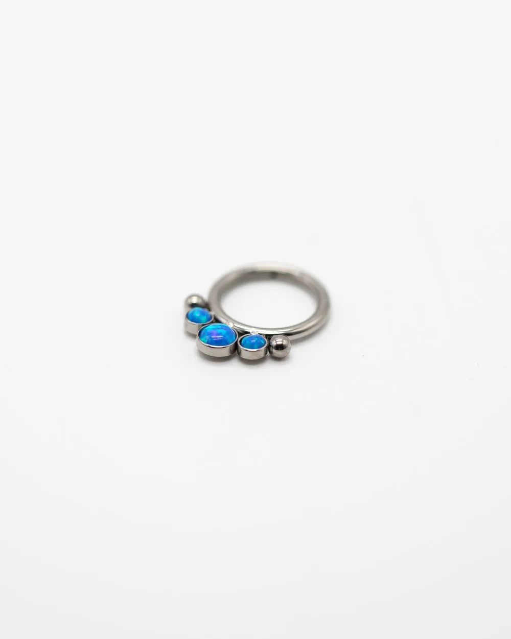 Titanium Hinged Ring W Blue Opal