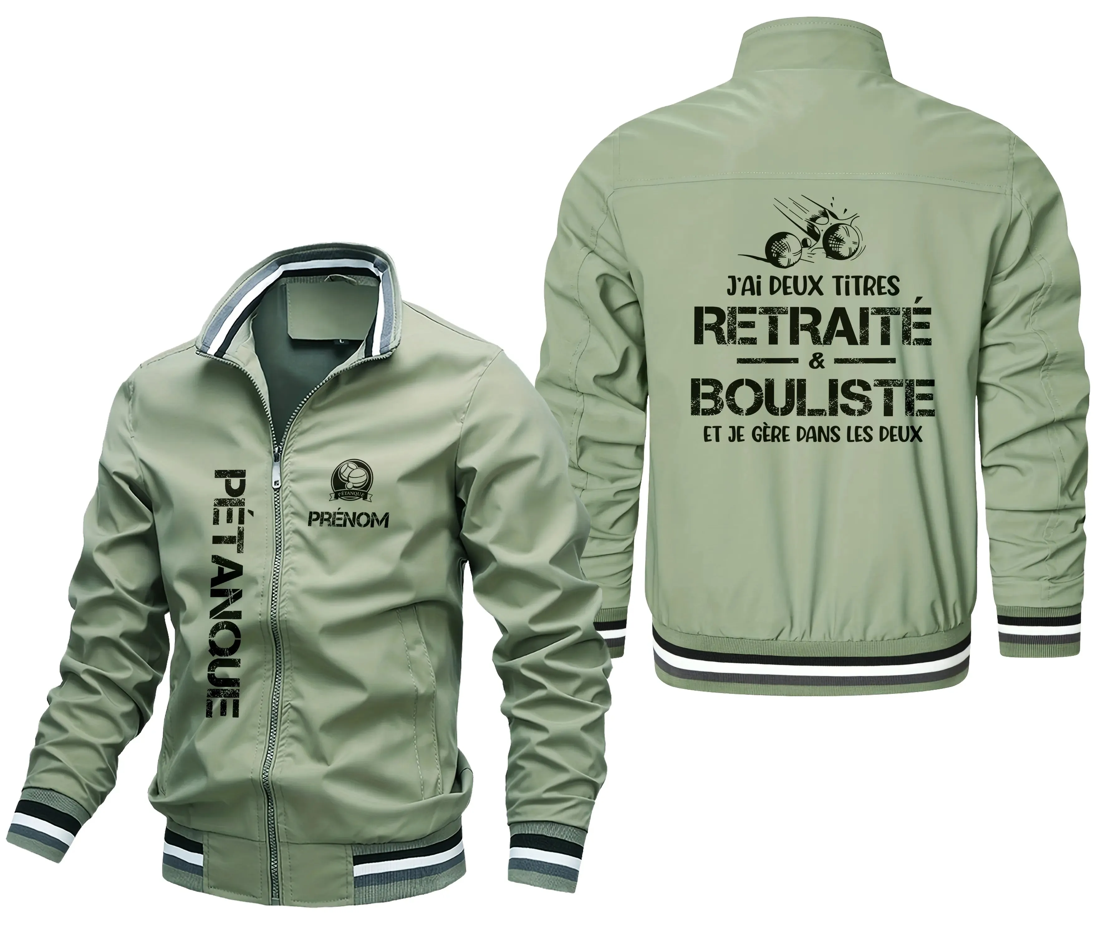 Veste De Pétanque Personnalisée, J'ai Deux Titres, Retraté & Bouliste, Et Je Gère Dans Les Deux - CT07092364