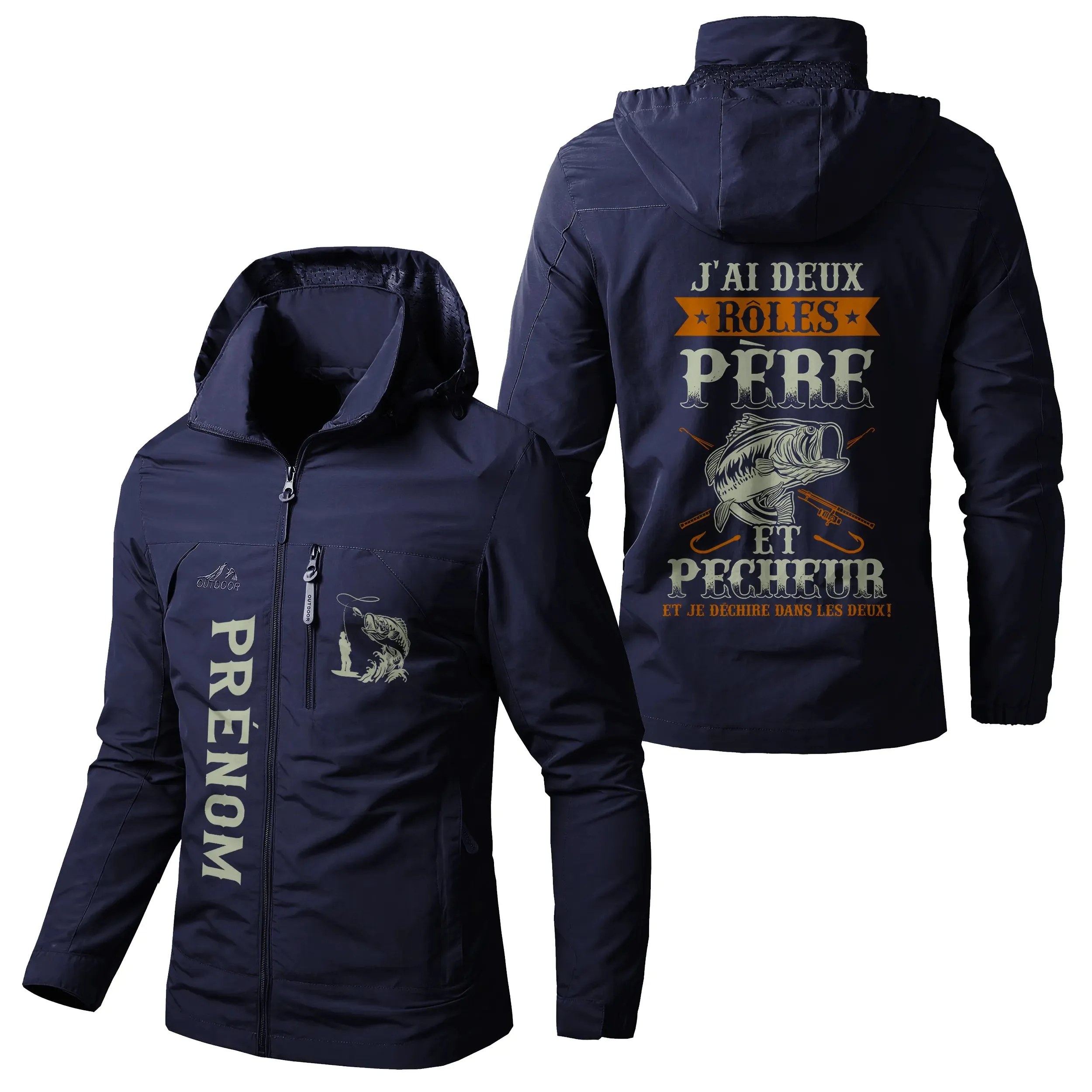 Veste Imperméable et Coupe-Vent Personnalisée Humour - J'ai Deux Rles, Père et Pêcheur, Je Déchire Dans Les Deux - CT07092356