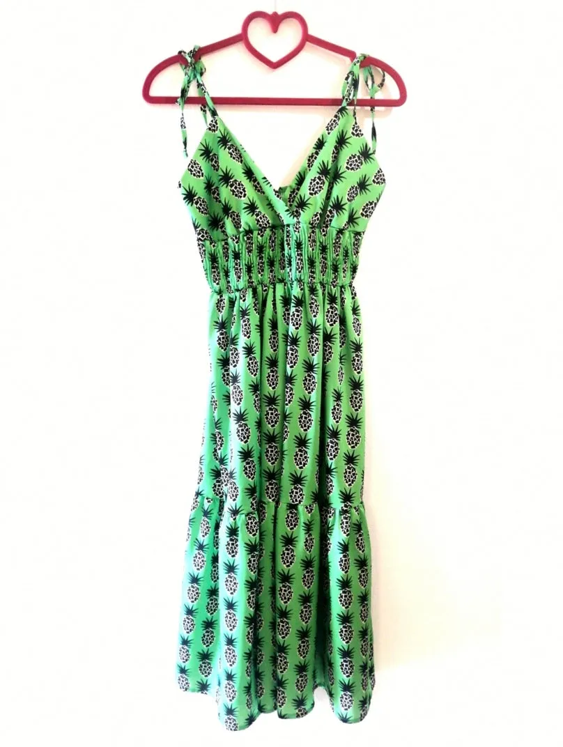 Vestito satin con fiocchi, ANANAS VERDE!