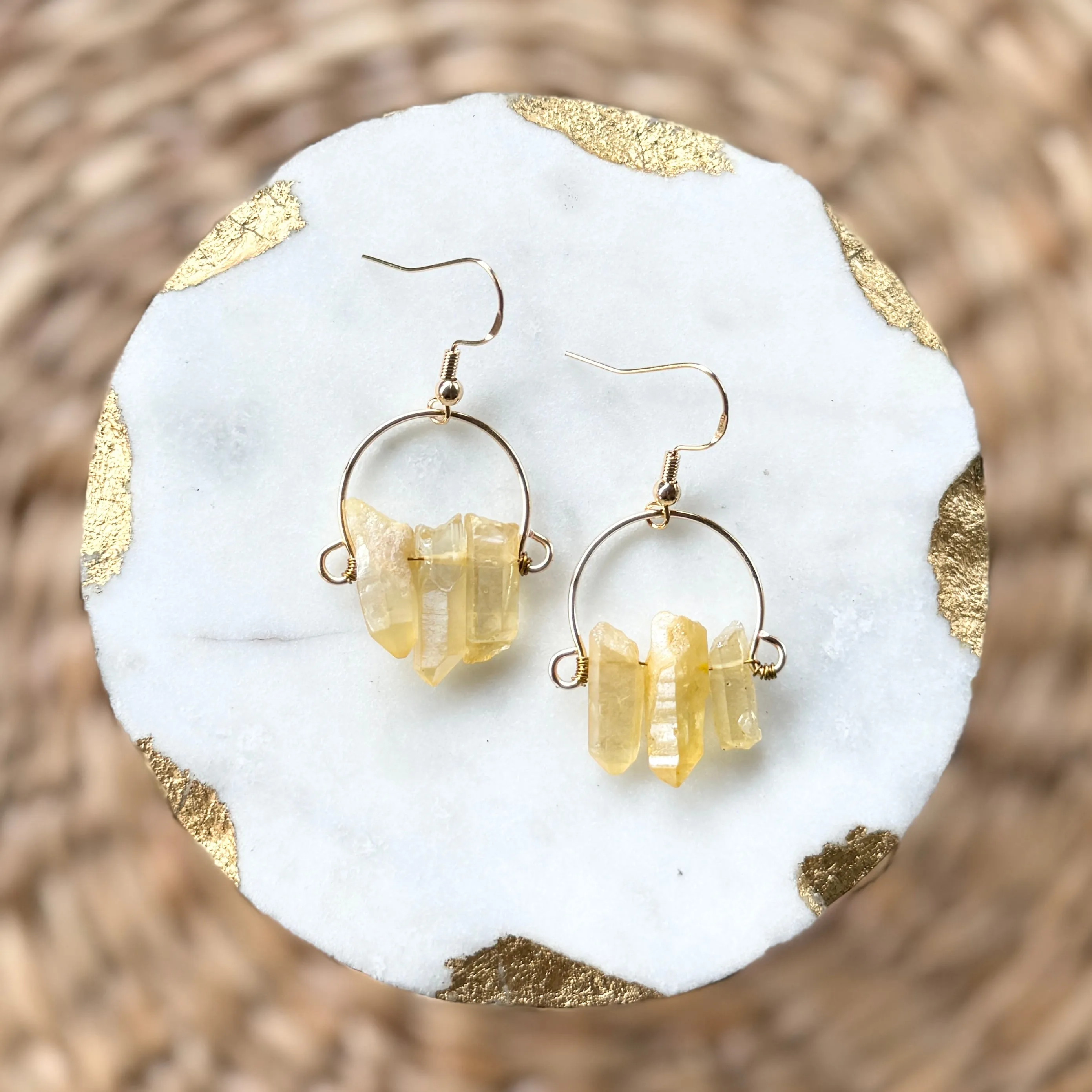 VIBES - quartz hoops - YELLOW