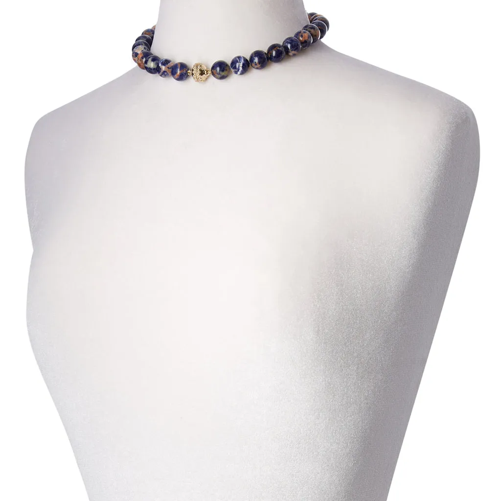 Victoire Orange and Blue Sodalite 14mm Necklace