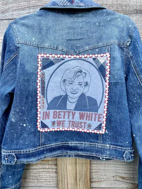 Whoa Betty Upcycled Betty White Jean Jacket