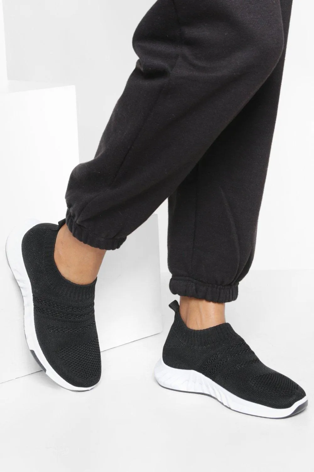 Wide Width Low Knitted Sock Sneakers