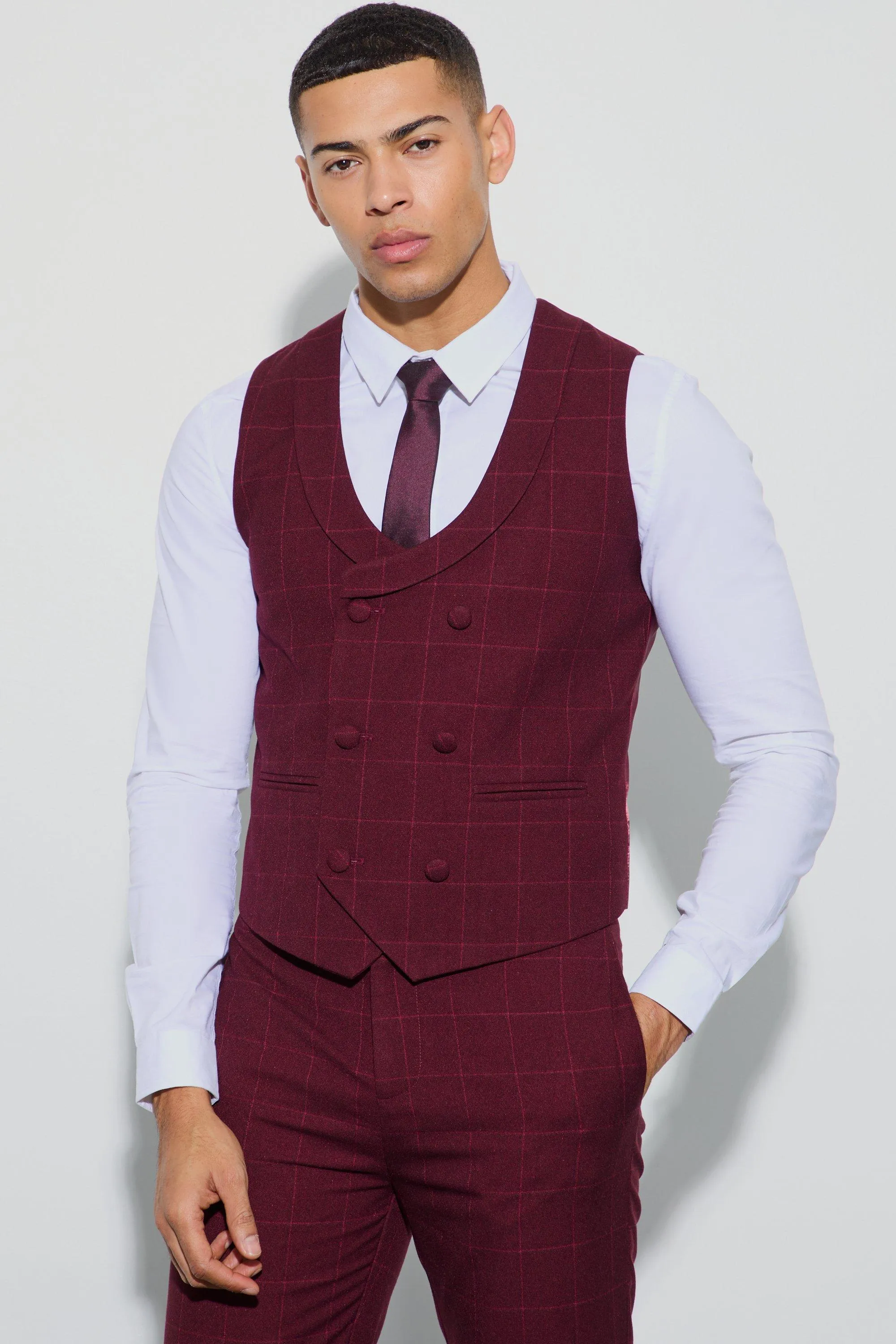 Window Flannel Double Breasted Vest