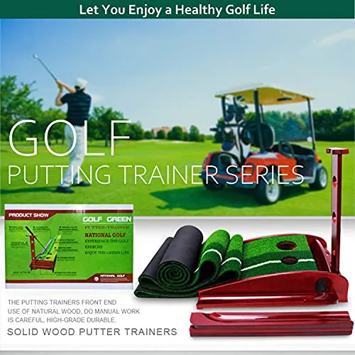 Wooden Putting Green with Automatic Ball Return - Golf Putting Training Aid