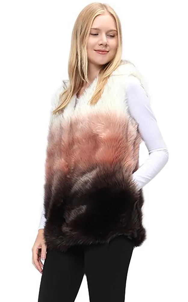 Y912-1 Mix Color Luxe Faux Fur Pocket Vest