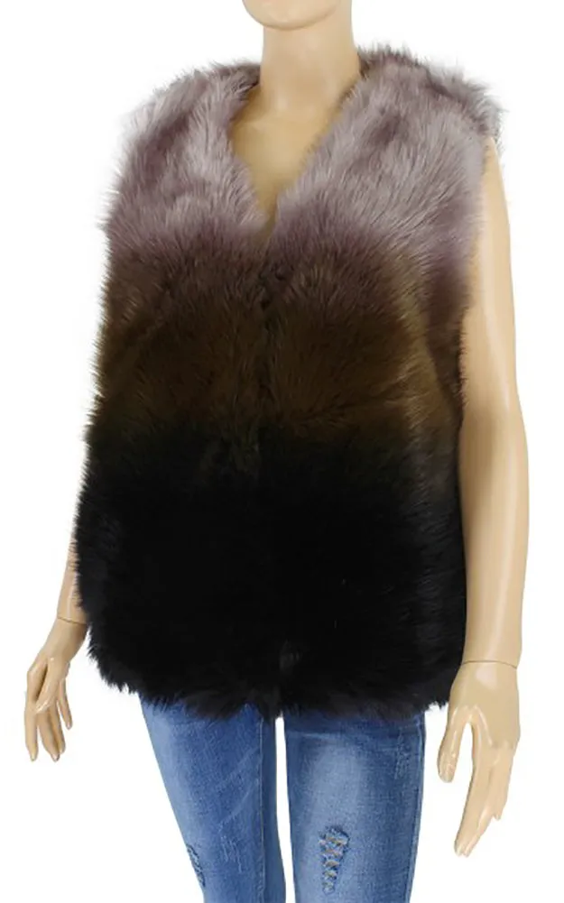 Y912-1 Mix Color Luxe Faux Fur Pocket Vest