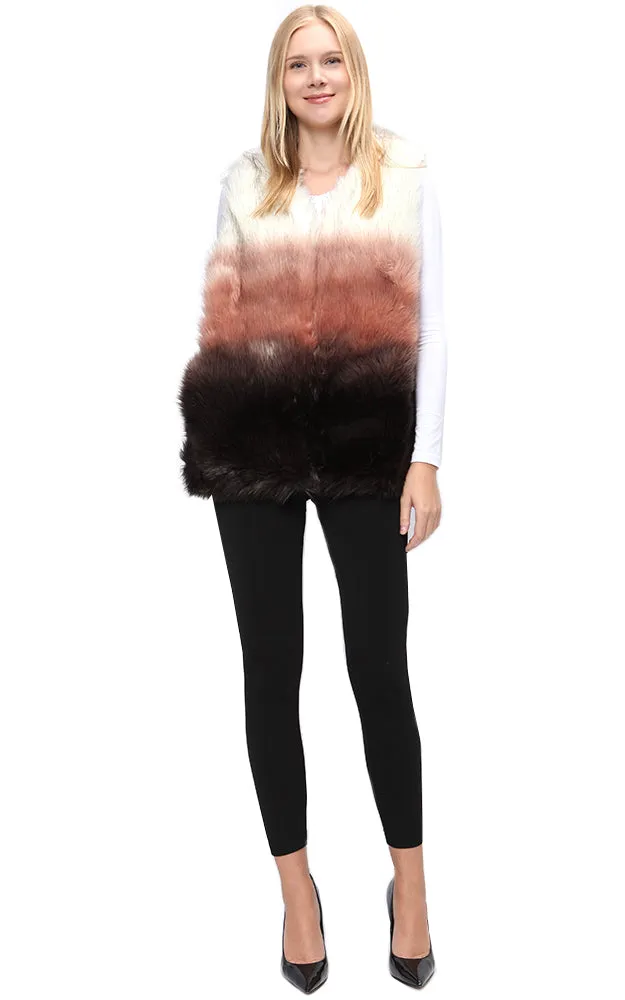 Y912-1 Mix Color Luxe Faux Fur Pocket Vest