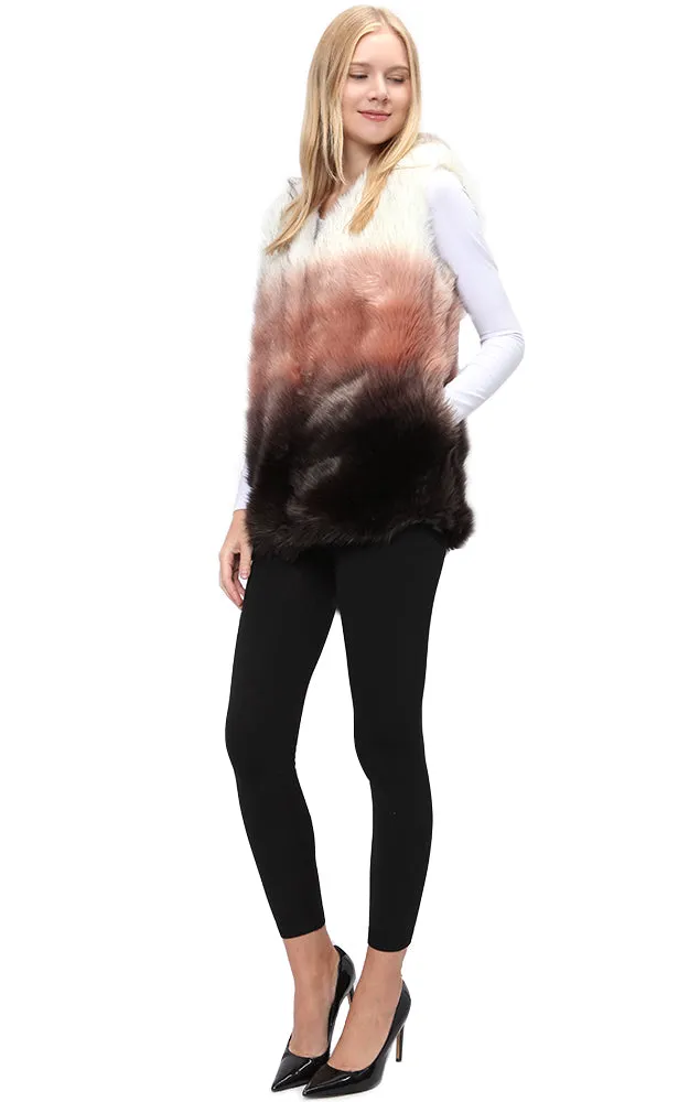 Y912-1 Mix Color Luxe Faux Fur Pocket Vest