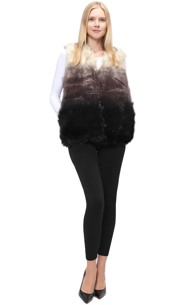 Y912-1 Mix Color Luxe Faux Fur Pocket Vest