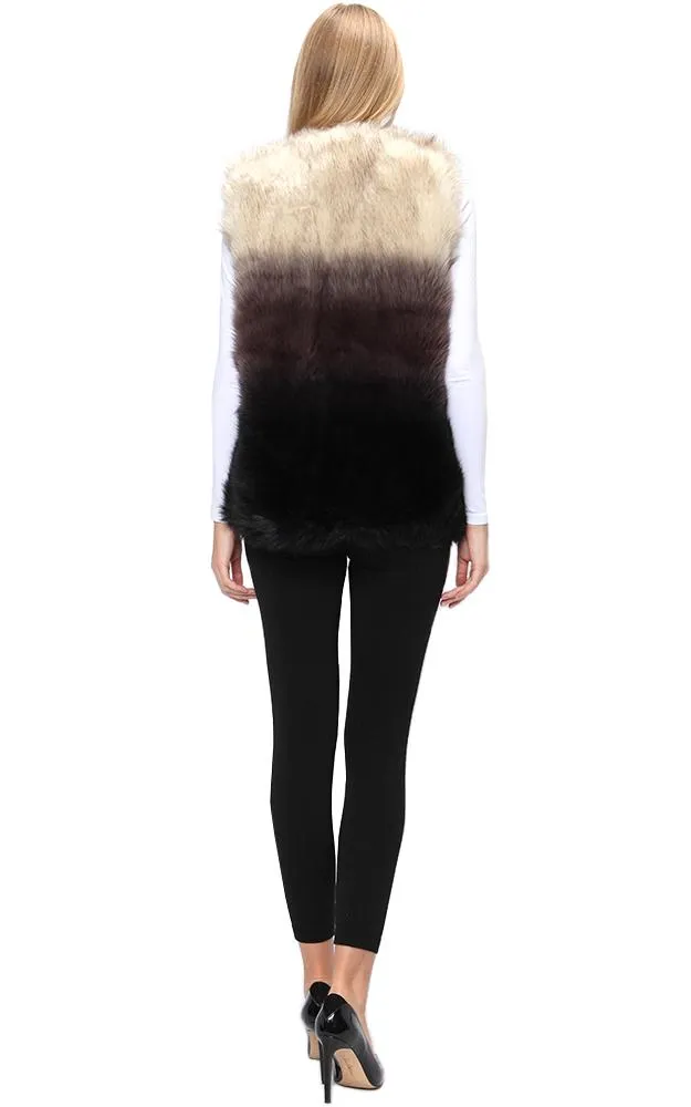 Y912-1 Mix Color Luxe Faux Fur Pocket Vest