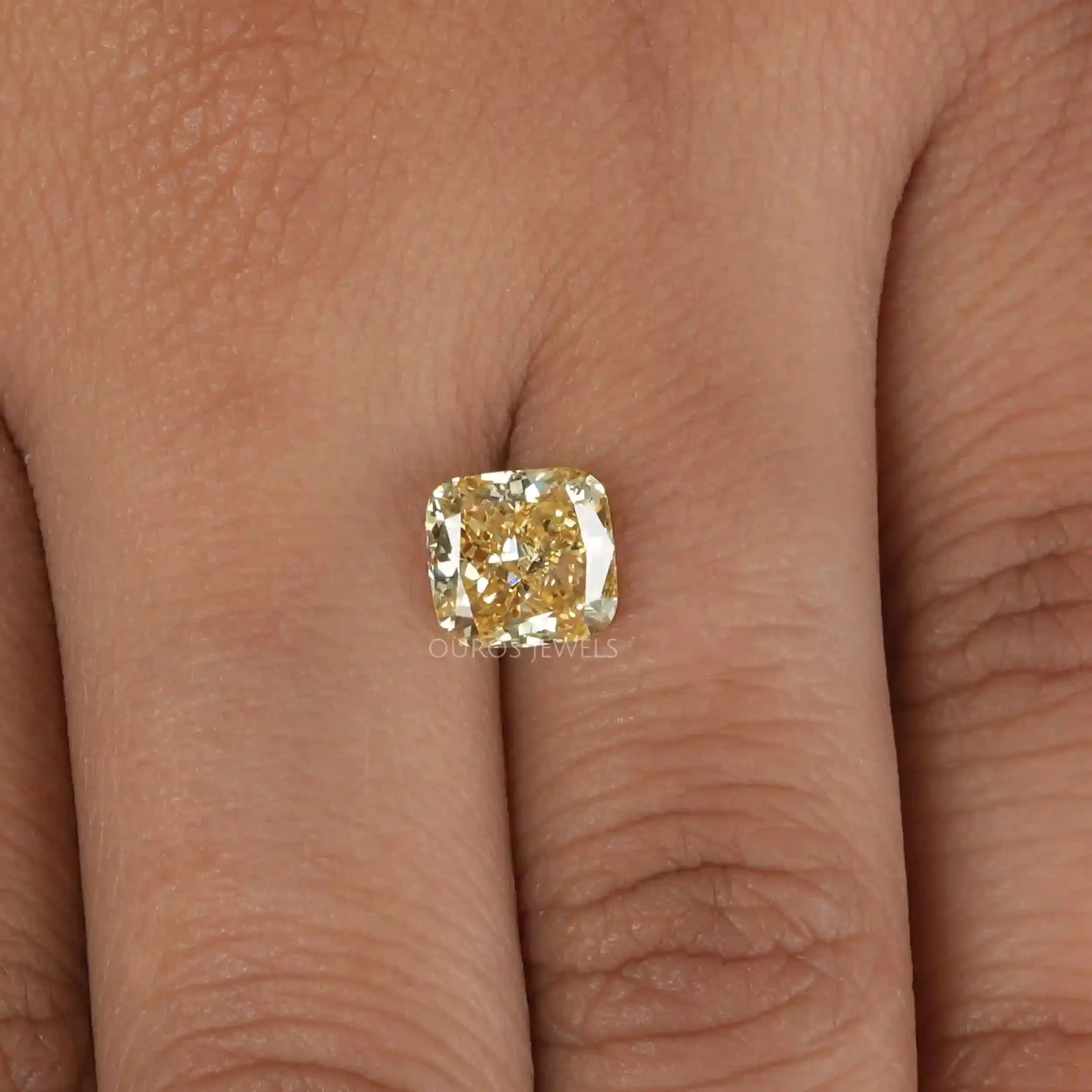 Yellow Cushion  Cut Lab Grown  Diamond