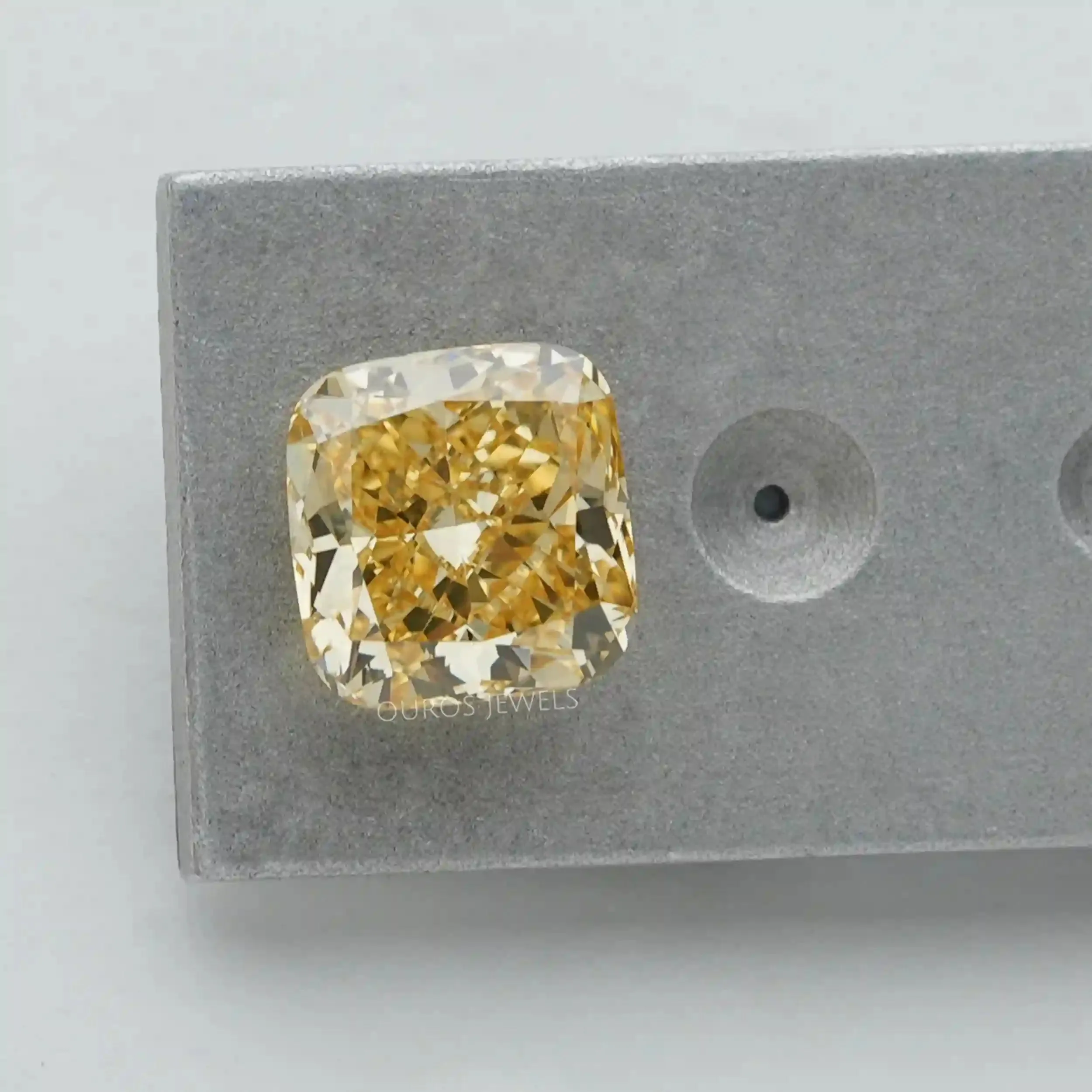 Yellow Cushion  Cut Lab Grown  Diamond