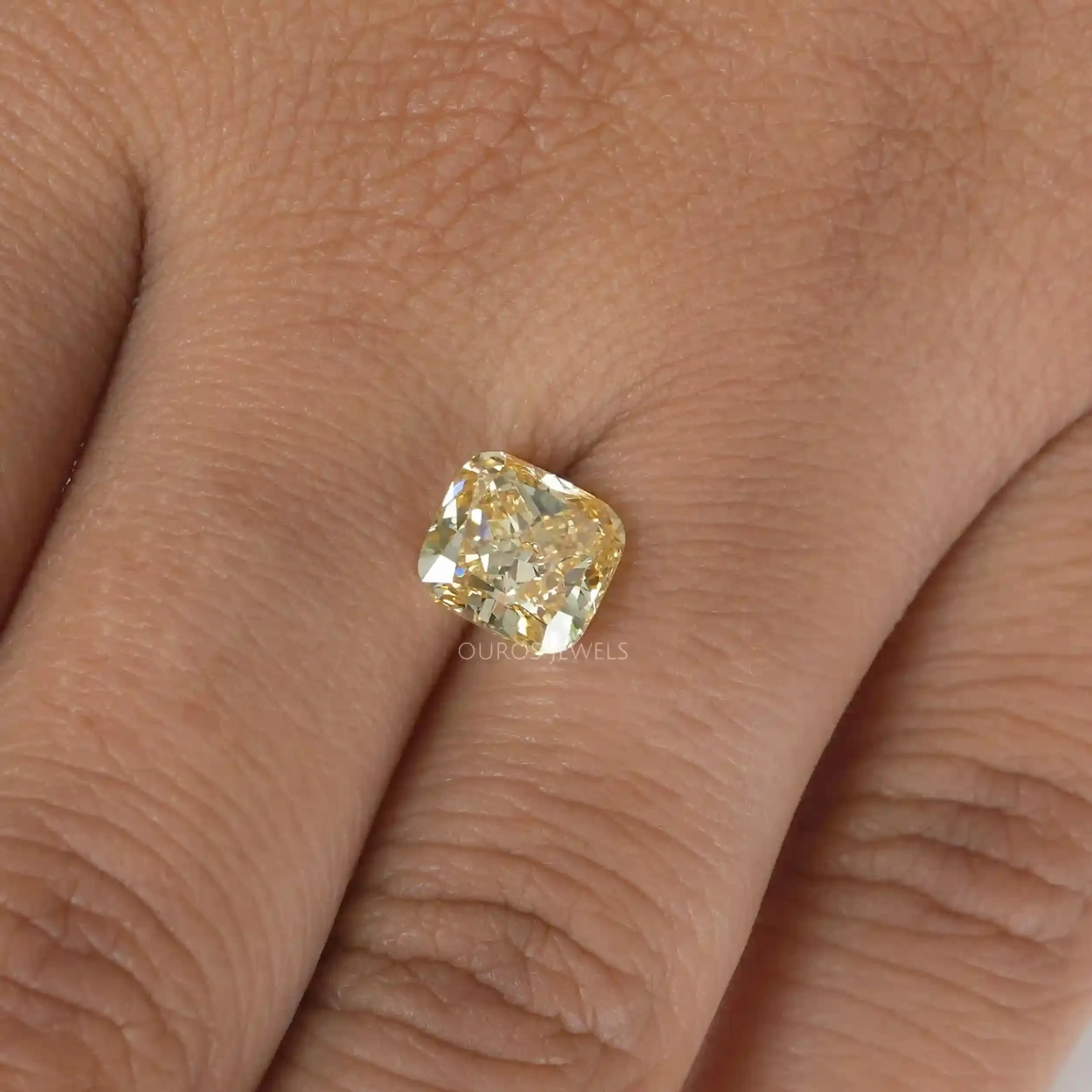 Yellow Cushion  Cut Lab Grown  Diamond