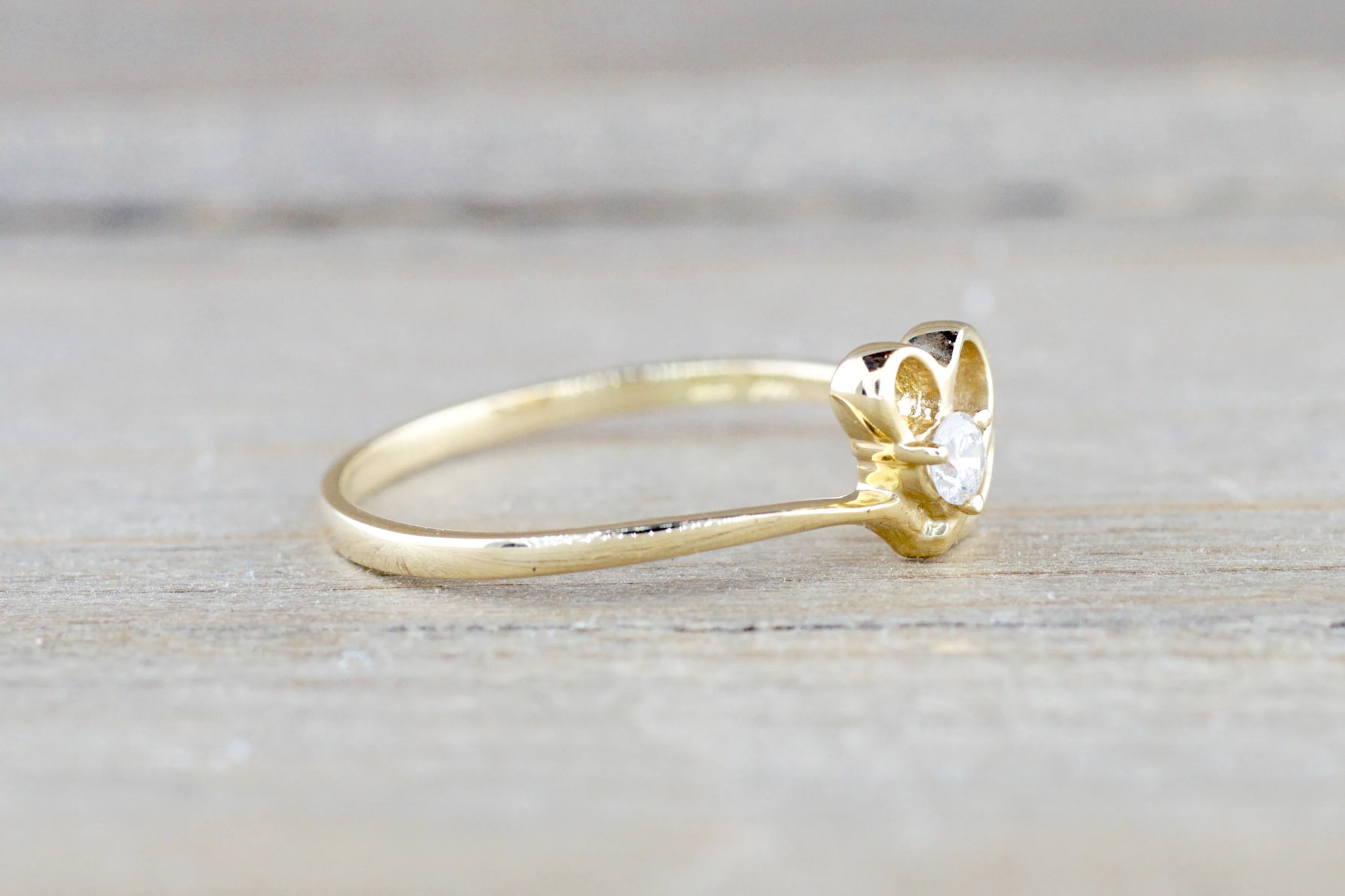 Yellow Gold Diamond Heart Wing Ring Closeout