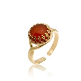 Yellow Gold Plated Red Carnelian 10mm Ring