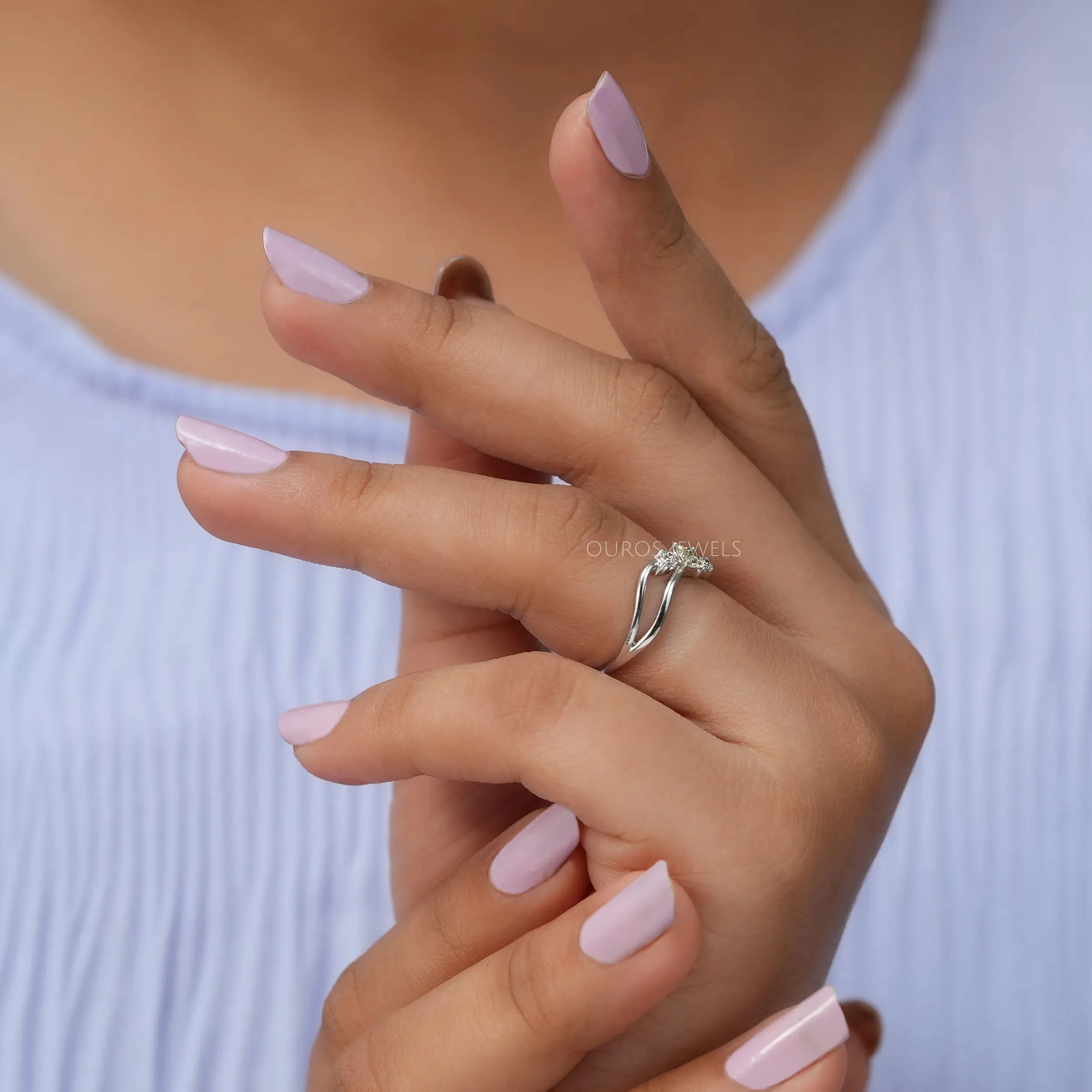 Yellow Princess Cut Three Stone Dainty Ring