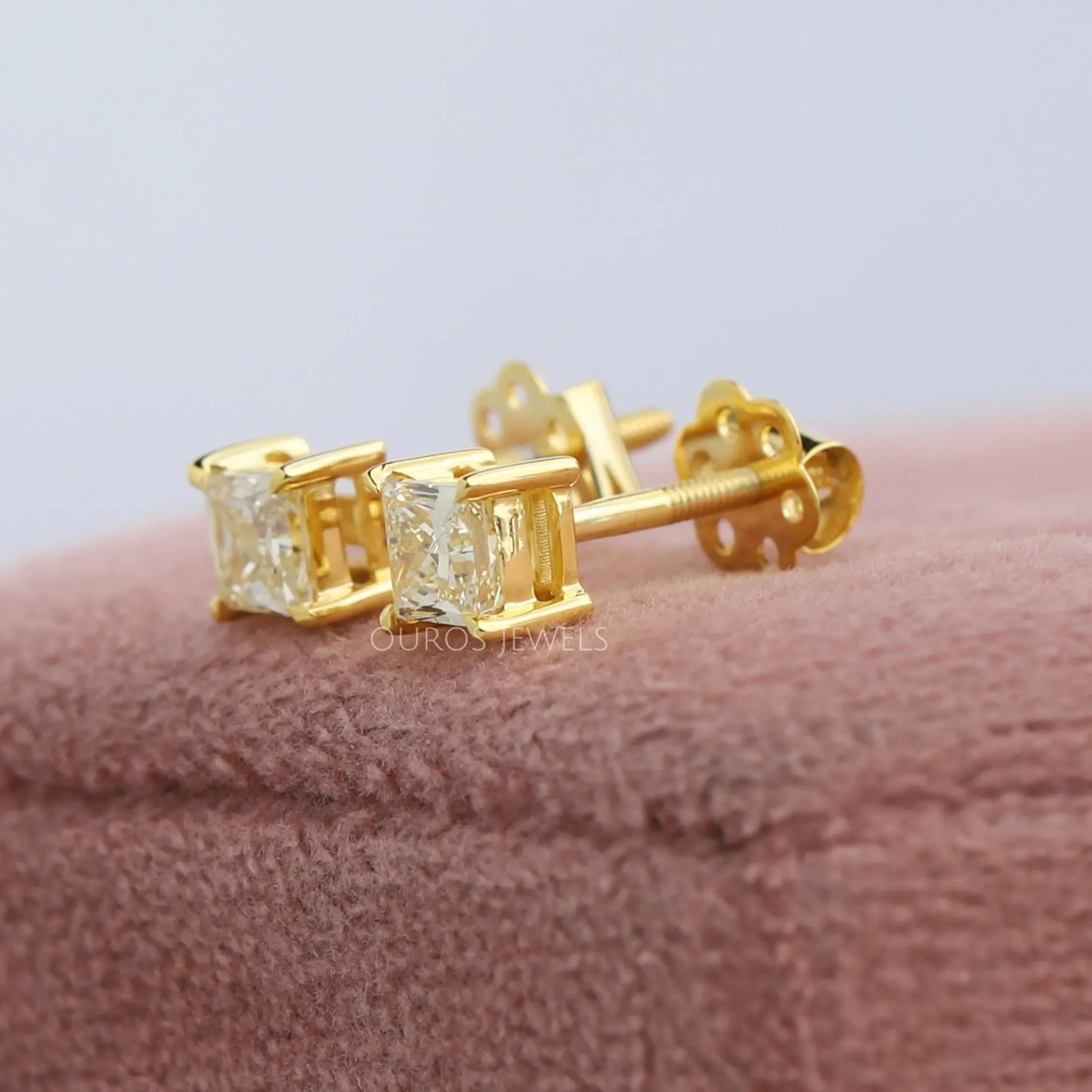 Yellow Princess Diamond Solitaire Stud