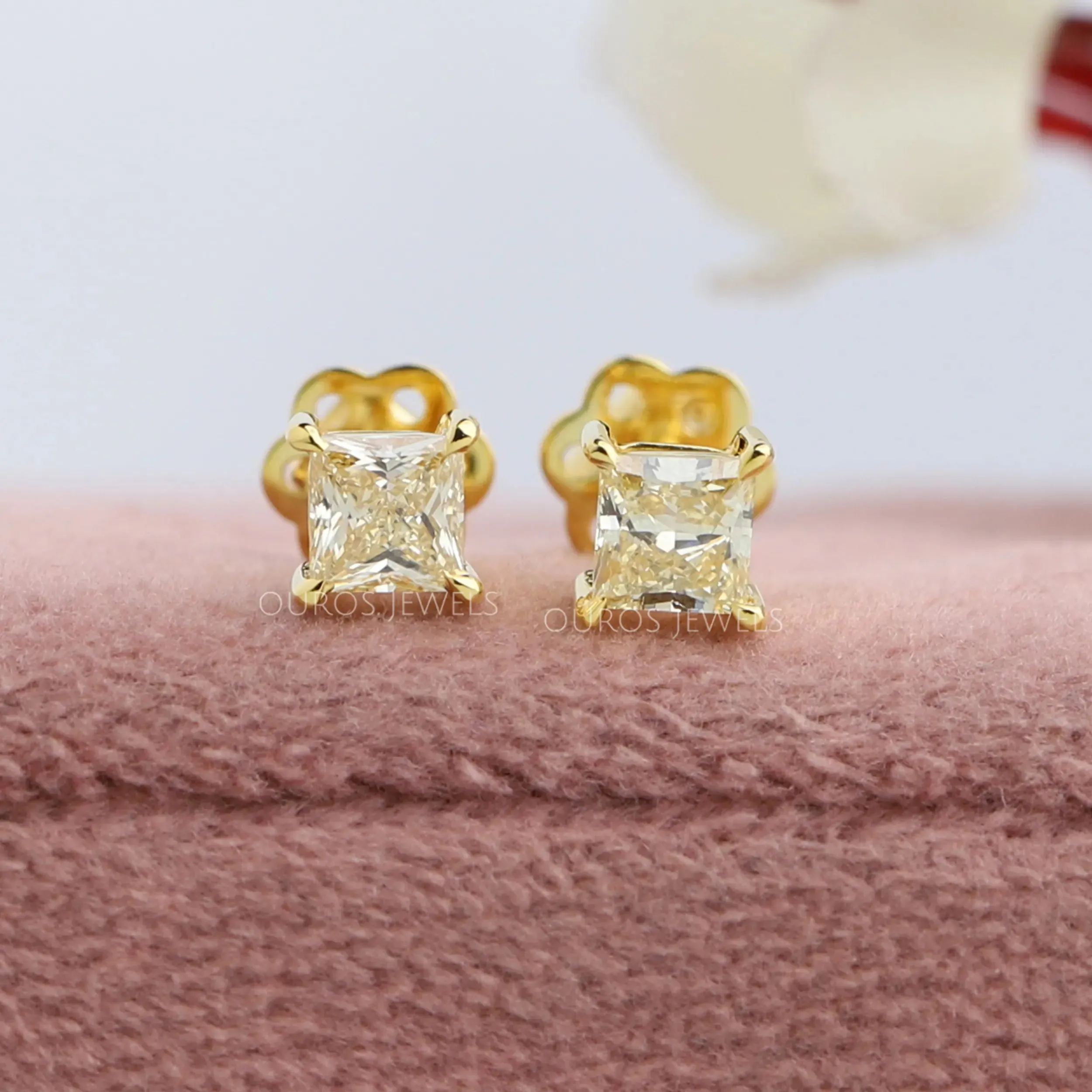 Yellow Princess Diamond Solitaire Stud