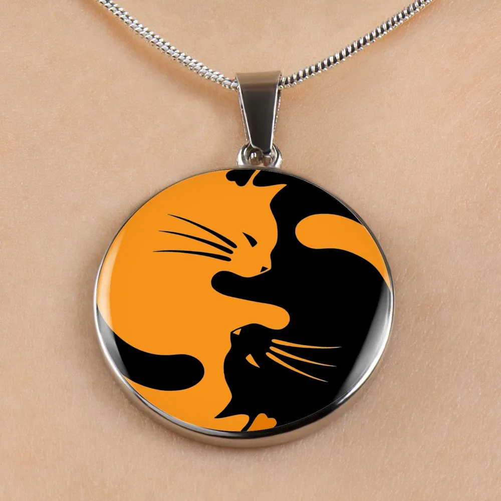 Yinyang Cats Orange Pendant Necklace