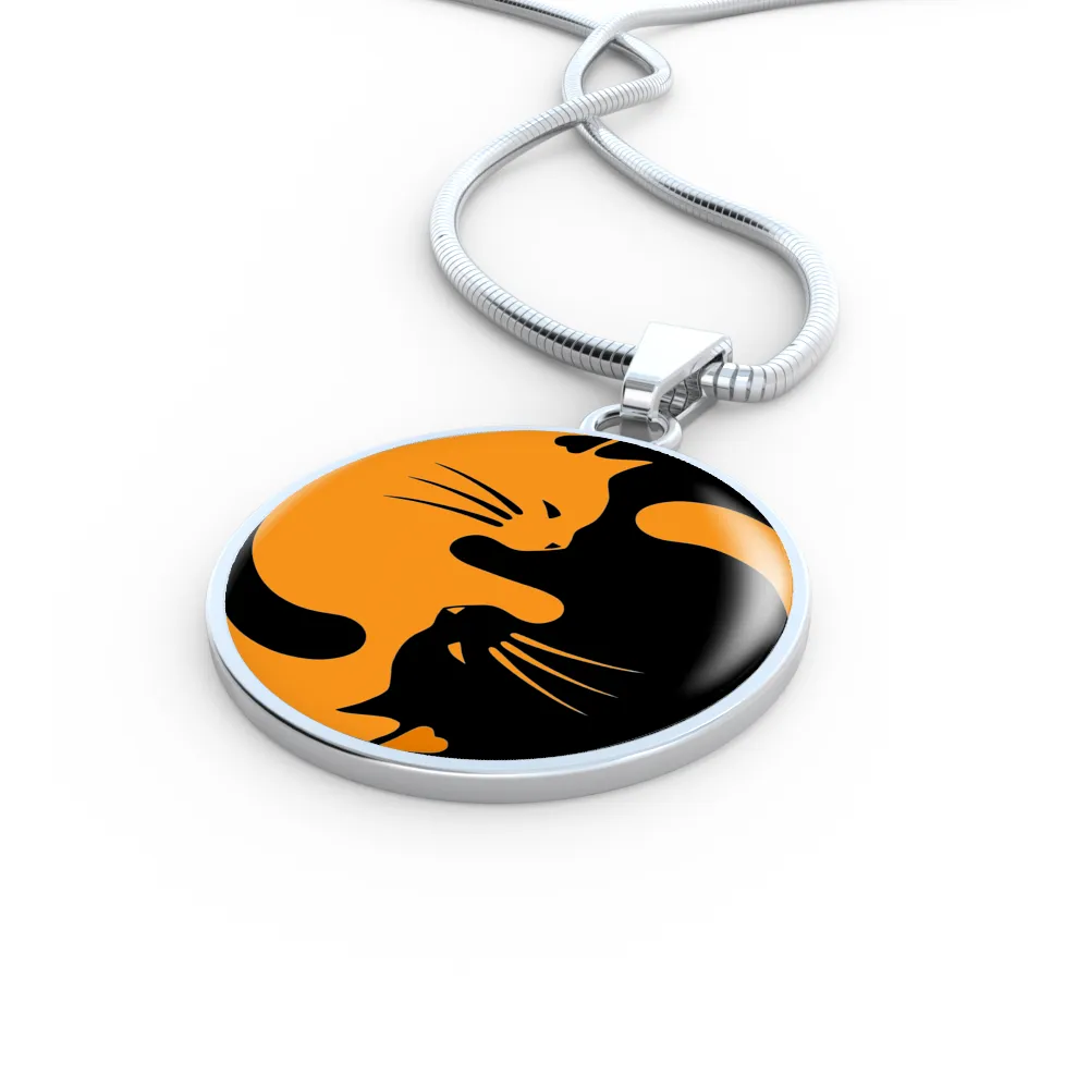 Yinyang Cats Orange Pendant Necklace