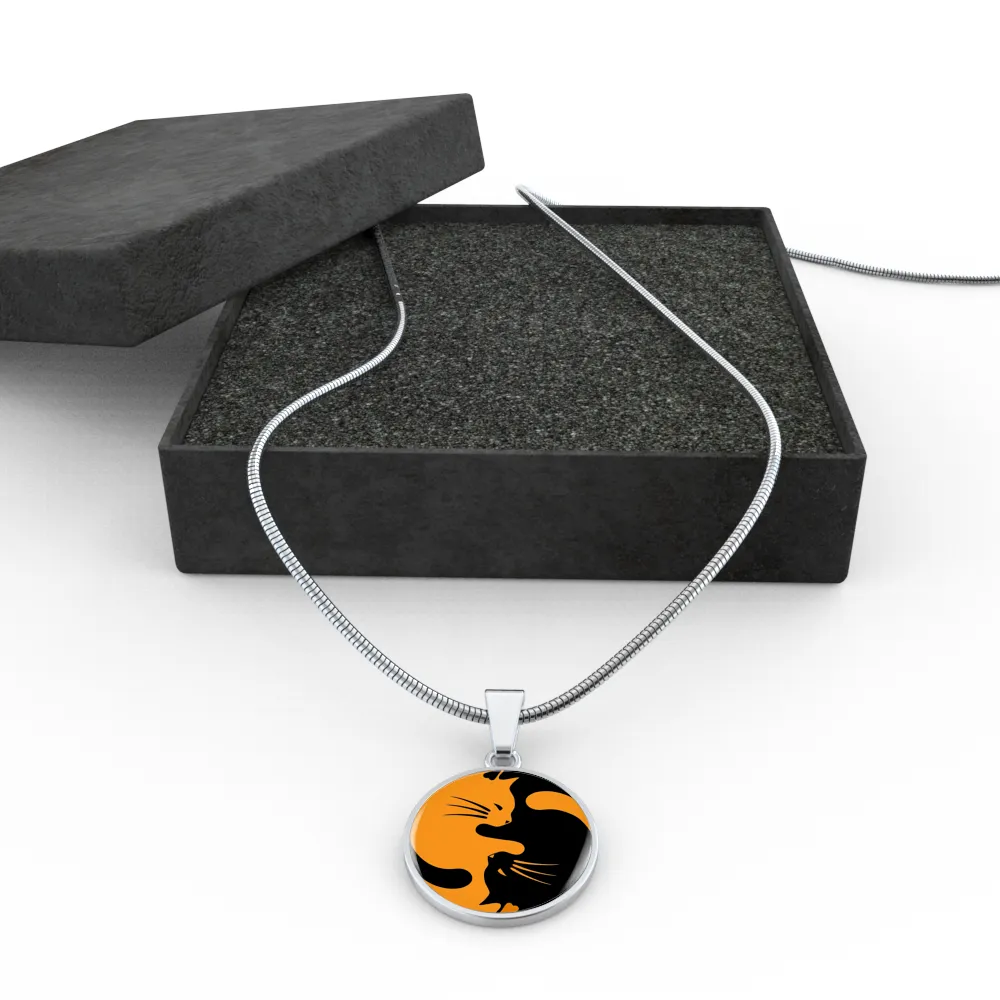 Yinyang Cats Orange Pendant Necklace