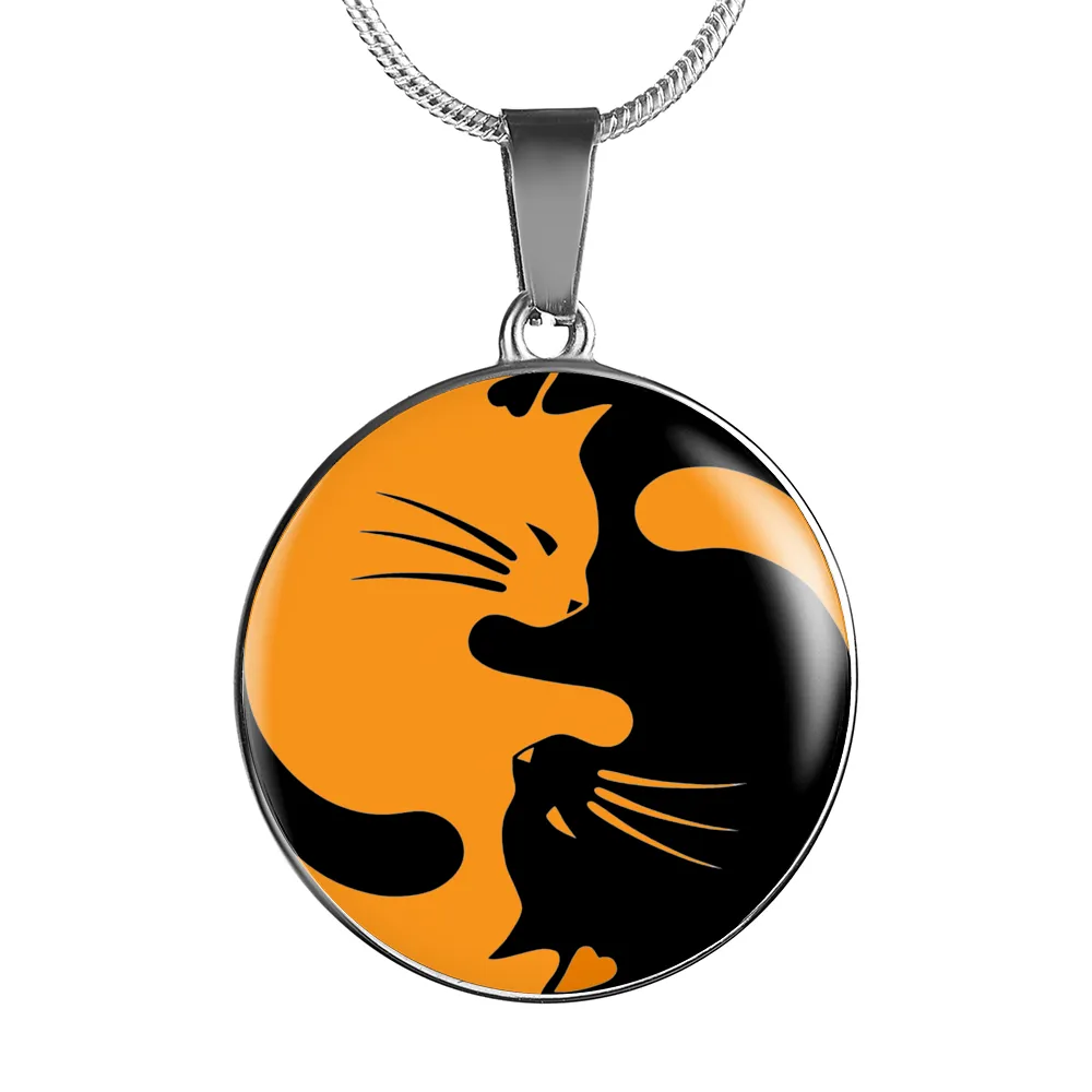 Yinyang Cats Orange Pendant Necklace