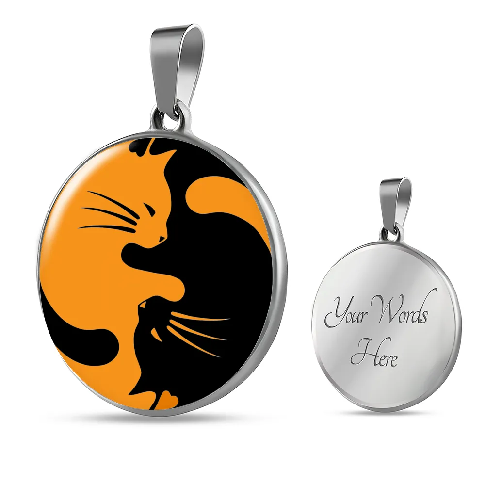 Yinyang Cats Orange Pendant Necklace