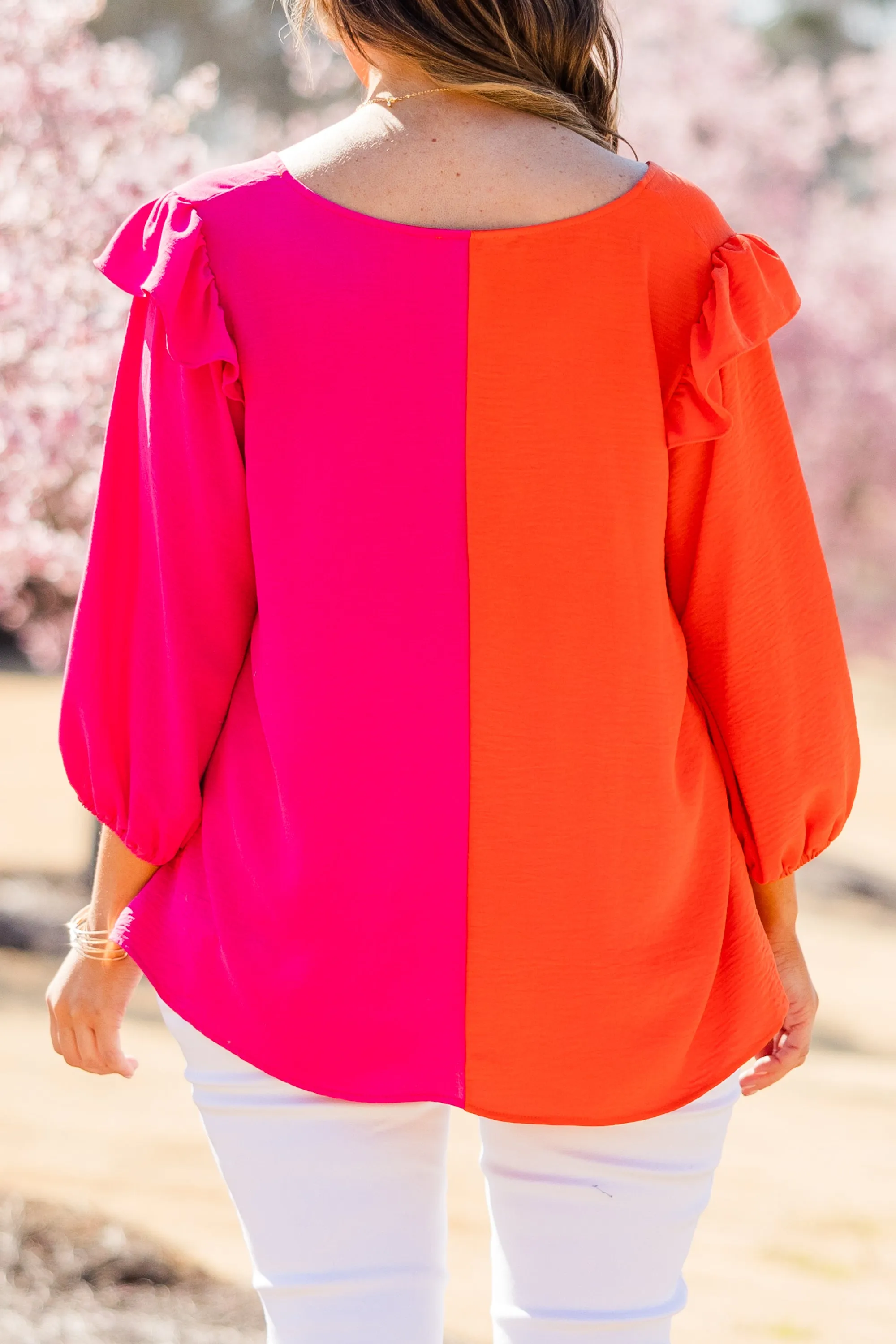 You Oughta Know Top, Orange-Fuchsia