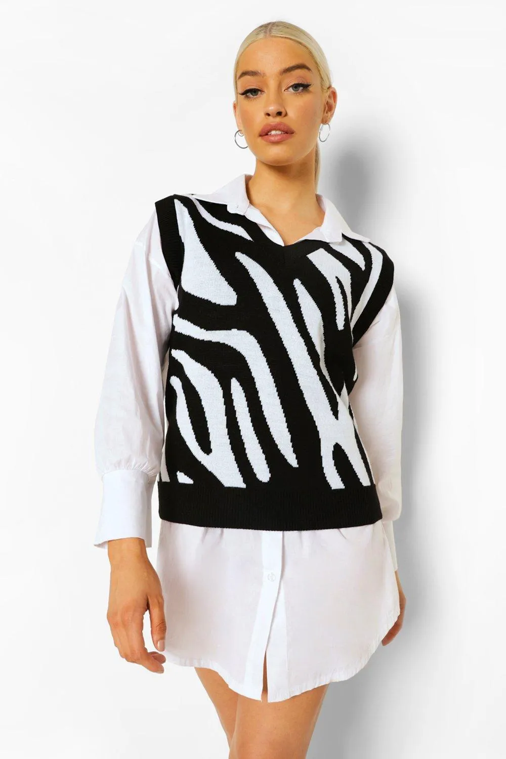 Zebra Print Sweater Vest