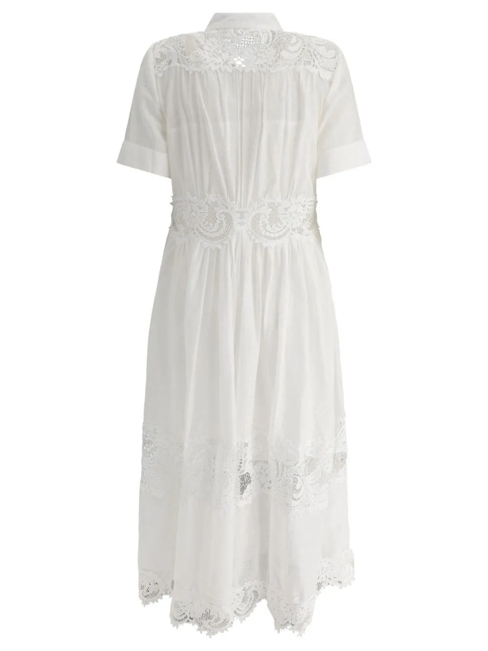 ZIMMERMANN Elegant White Lace Trim Midi Dress