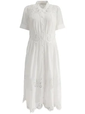 ZIMMERMANN Elegant White Lace Trim Midi Dress