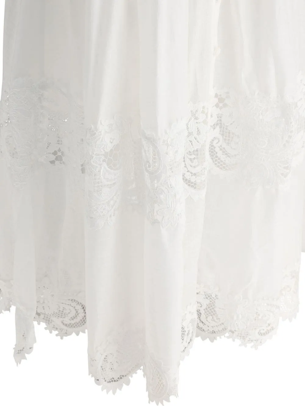 ZIMMERMANN Elegant White Lace Trim Midi Dress