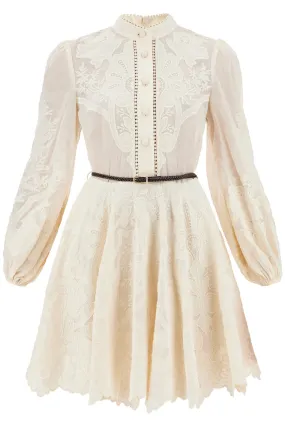 ZIMMERMANN Floral Embroidered Linen Mini Dress