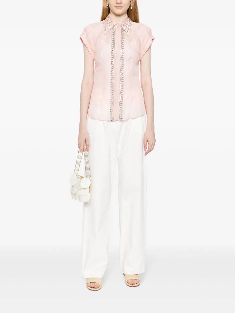 ZIMMERMANN Opulent Diamante Blouse for Women - Blush Pink