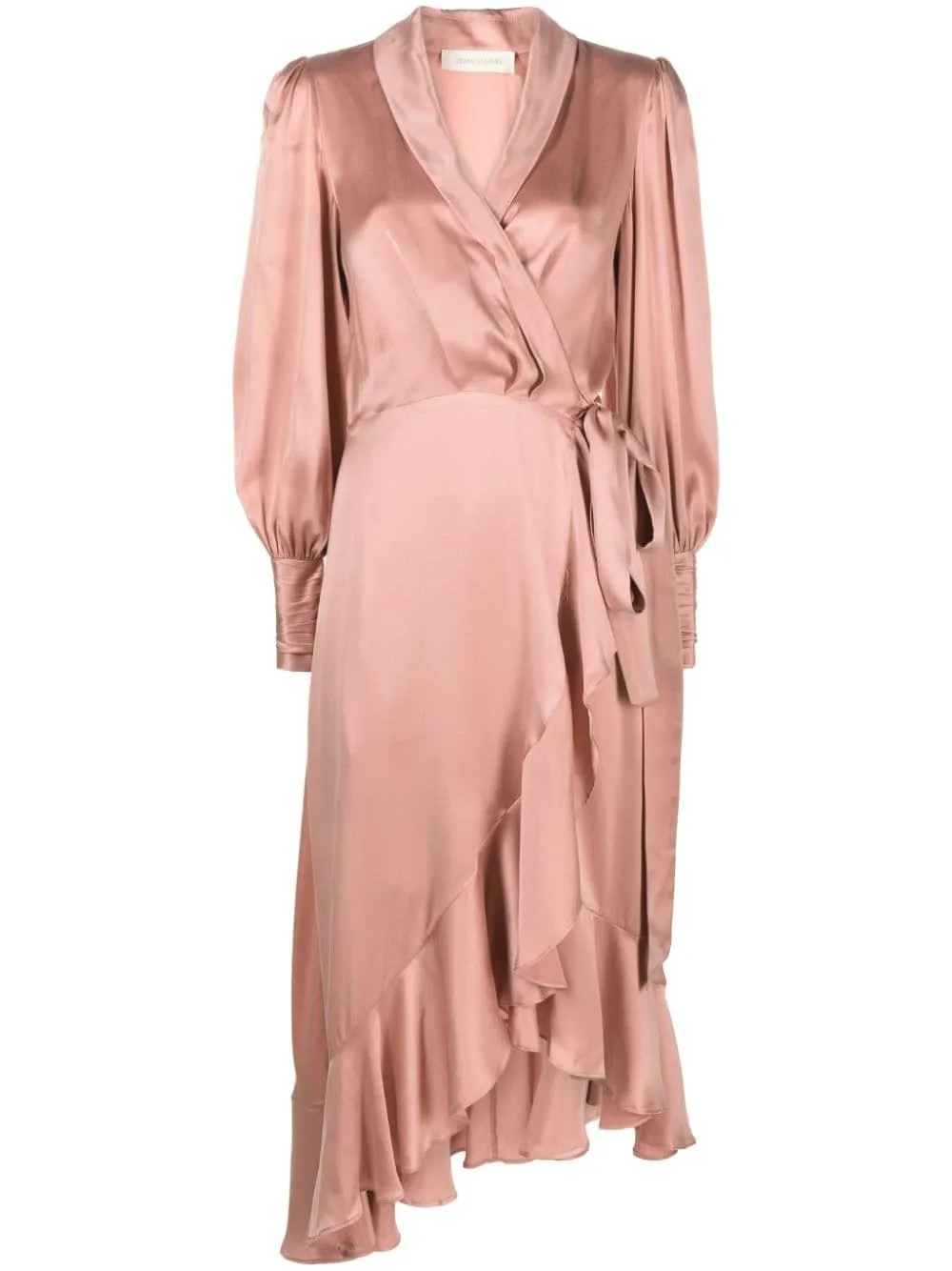 ZIMMERMANN Powder Pink Wrap Silk Midi Dress