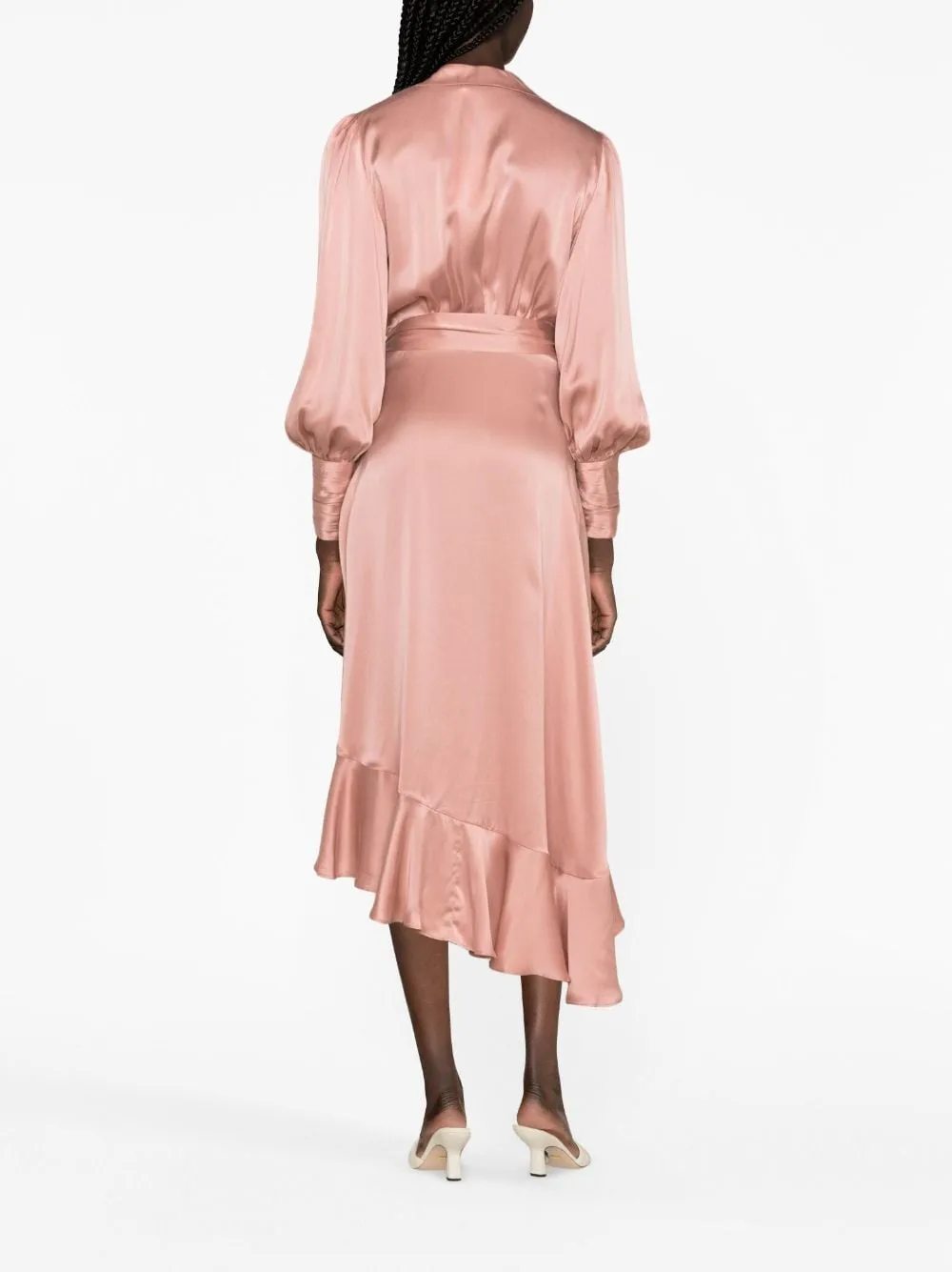 ZIMMERMANN Powder Pink Wrap Silk Midi Dress