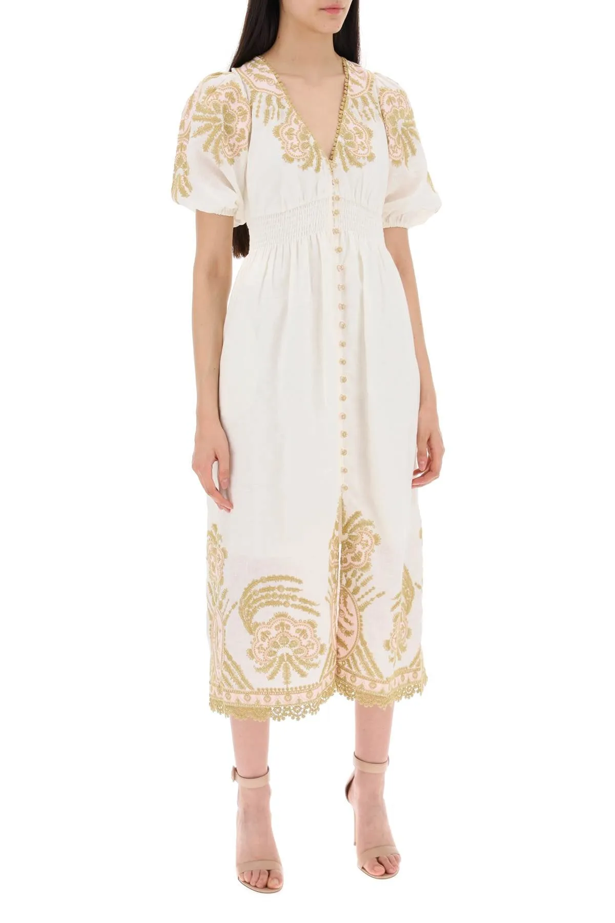 Zimmermann waverly embroidered linen dress