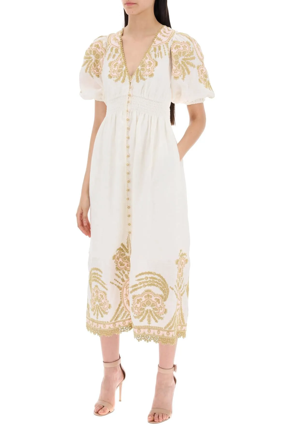 Zimmermann waverly embroidered linen dress