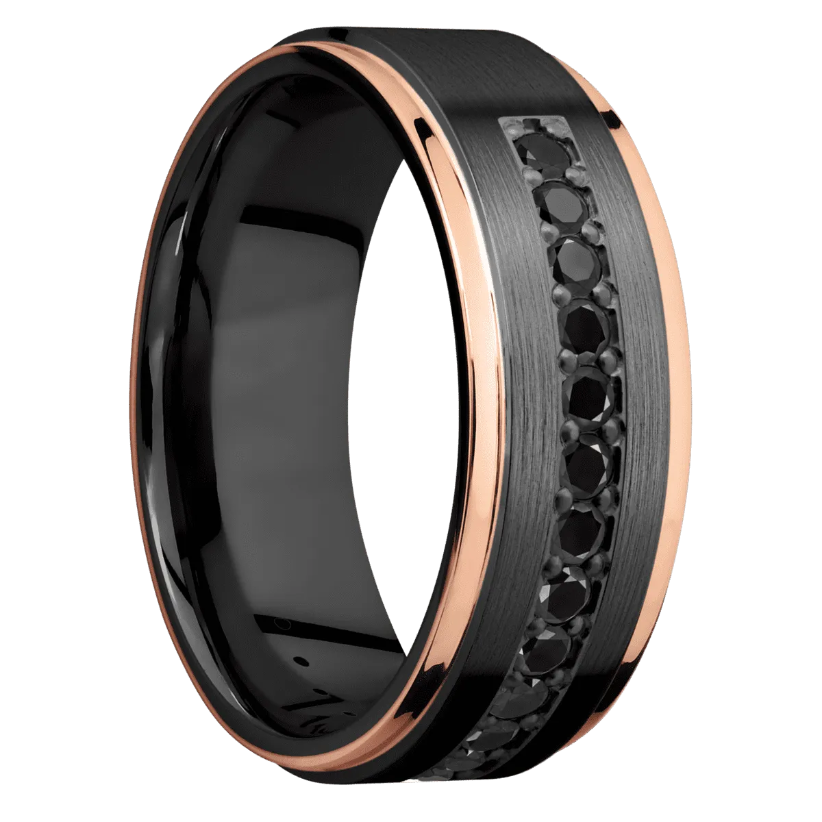 Zirconium with Satin , Polish Finish and 14K Rose Gold Inlay