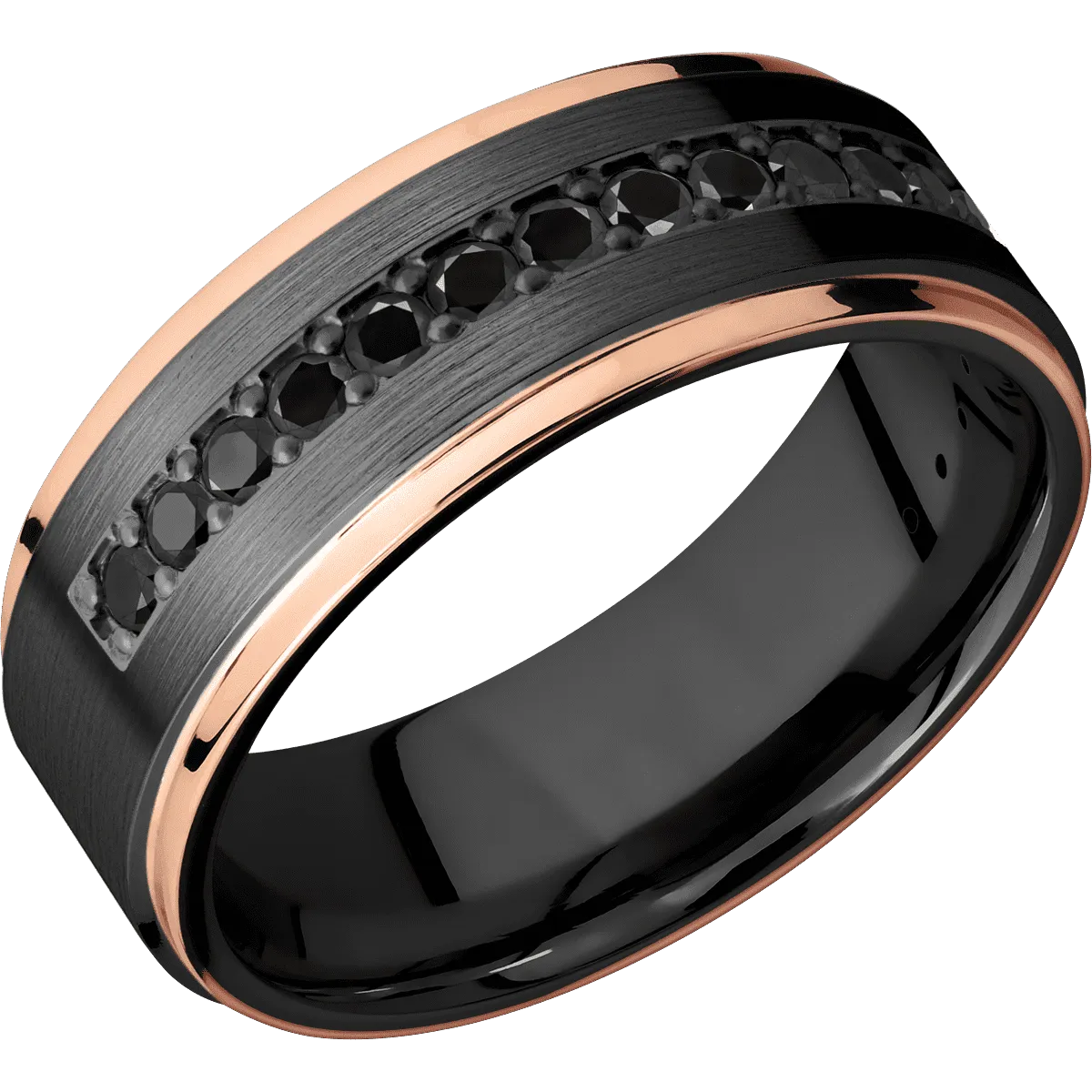 Zirconium with Satin , Polish Finish and 14K Rose Gold Inlay