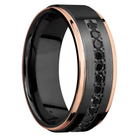 Zirconium with Satin , Polish Finish and 14K Rose Gold Inlay