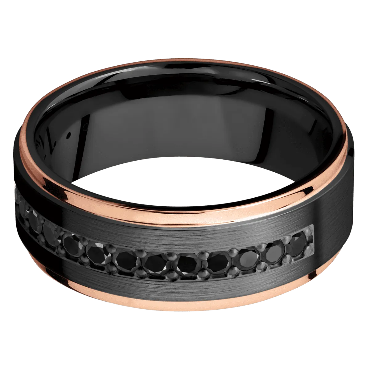 Zirconium with Satin , Polish Finish and 14K Rose Gold Inlay