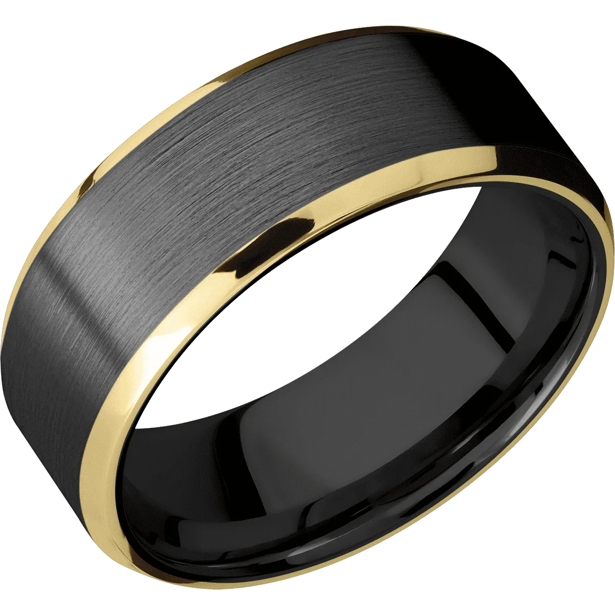 Zirconium with Satin , Polish Finish and 14K Yellow Gold Inlay