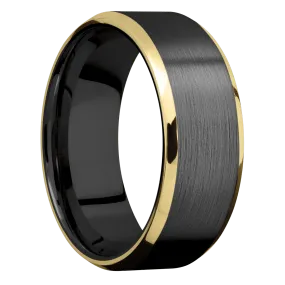 Zirconium with Satin , Polish Finish and 14K Yellow Gold Inlay