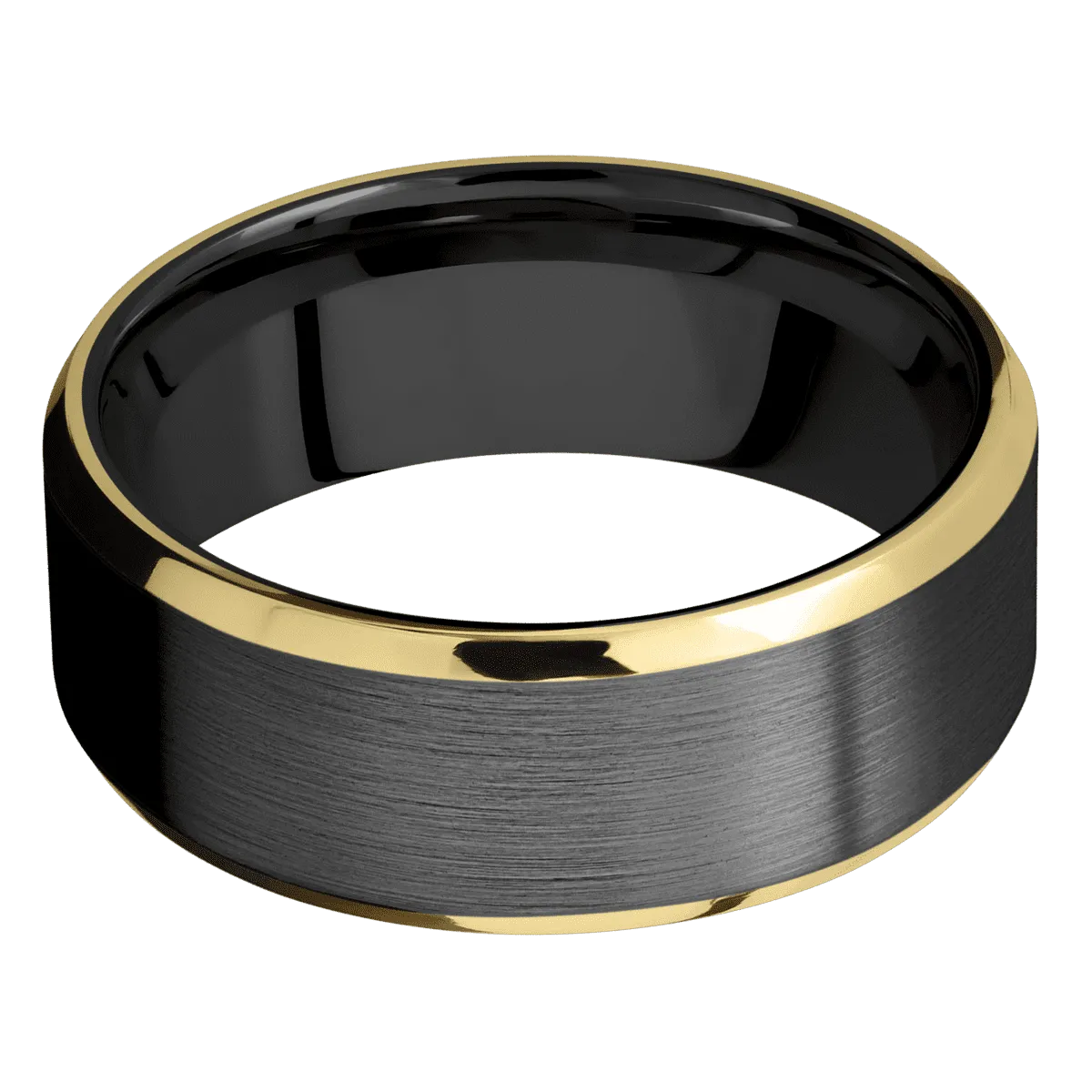 Zirconium with Satin , Polish Finish and 14K Yellow Gold Inlay