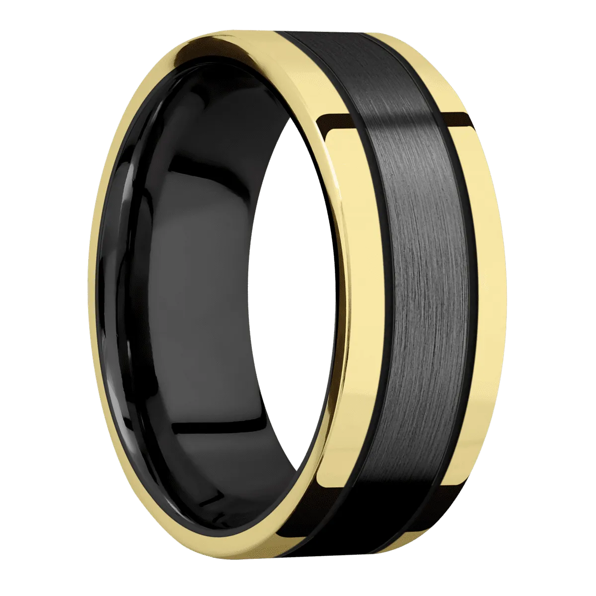 Zirconium with Satin Finish and 14K Yellow Gold Inlay