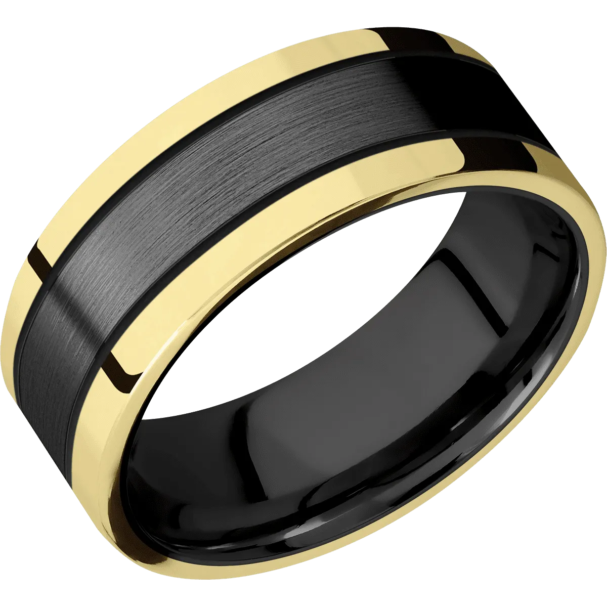 Zirconium with Satin Finish and 14K Yellow Gold Inlay