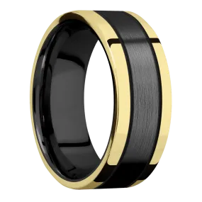 Zirconium with Satin Finish and 14K Yellow Gold Inlay